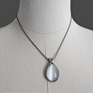 SOLD- Silver Stone Teardrop Necklace